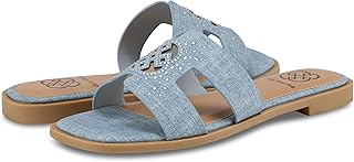 Women's Slip-On Sandals Zain – Comfortable Design in Denim Blue and Linen White, Sizes 6-10