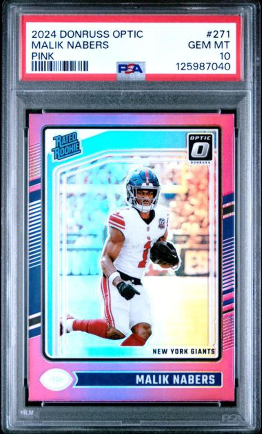 Graded 2024 Panini Donruss Optic Malik Nabers #271 Pink Rookie RC Football Card PSA 10 Gem Mint