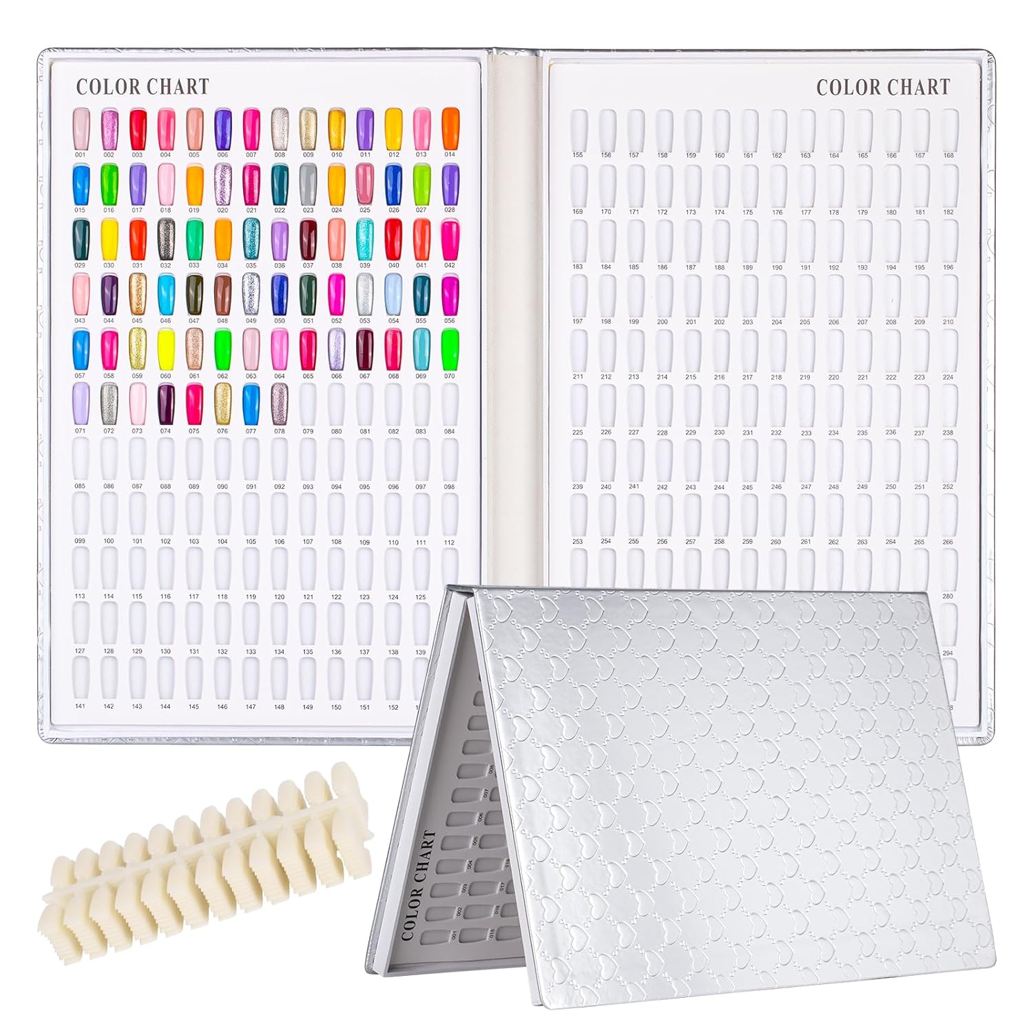 NMKL38 308 Colors Nail Gel Polish Display Book Chart Card with 360 Tips (Sliver)