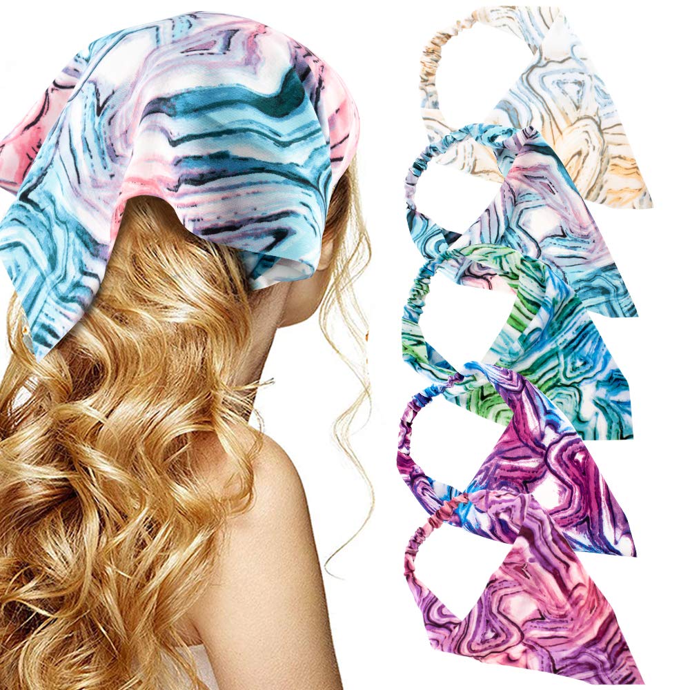 TOBATOBA Bandana Headbands for Women, 5 Pack Tie Dye Hair Bandanas for Women
