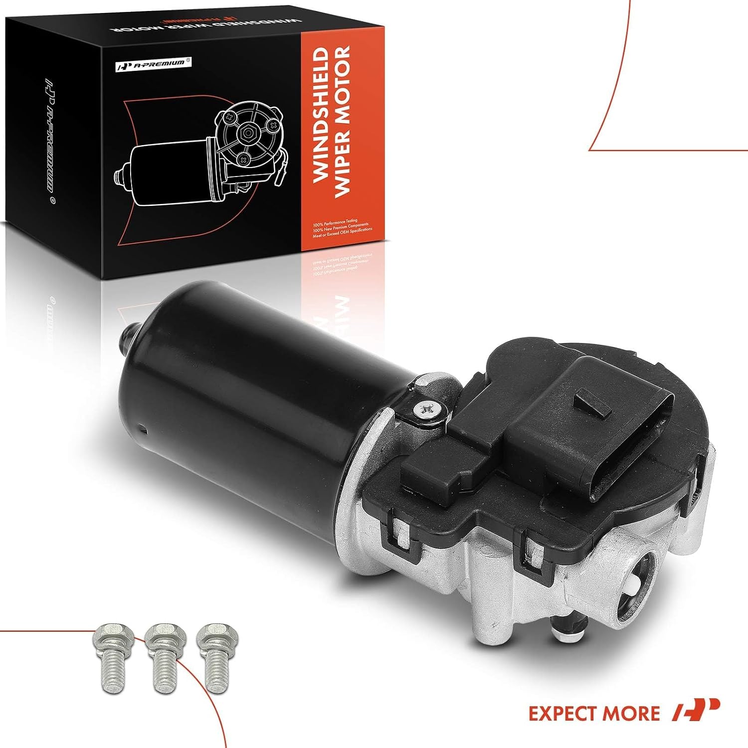 A-Premium [6 Pins] Front Windshield Wiper Motor Compatible with Ford, Mazda & Mercury Models - Mustang, Cougar, E-150/250/350 Econoline, Escort, Ranger, Thunderbird, Explorer & More, with 1 Pulg
