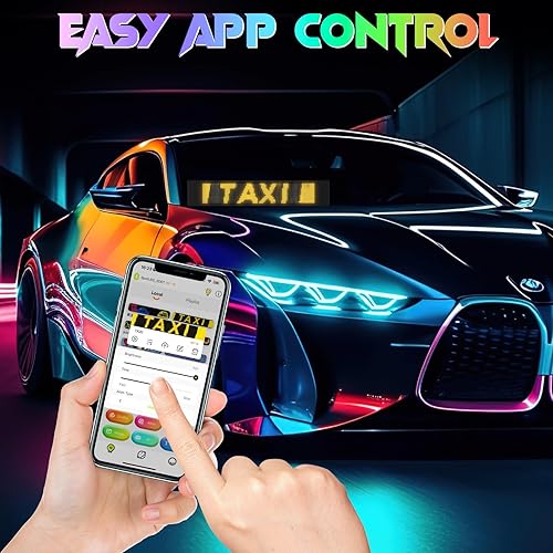 Miniatura 5 de Letrero LED, pantalla USB RGB de 5 V, letrero LED para automóvil, 8 modos programables, Bluetooth, diseño de texto, patrones y animaciones, letrero