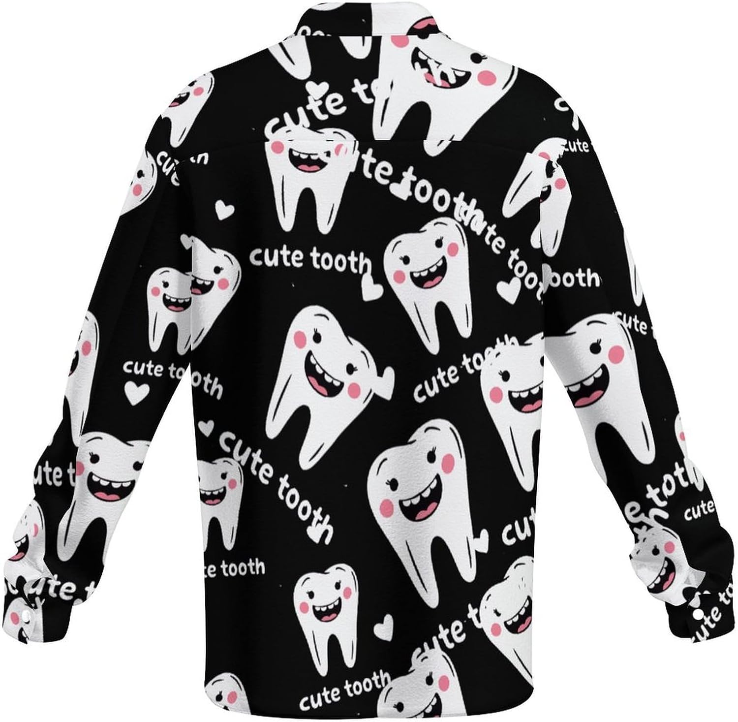 Cute Tooth Men's Shirts Casual Jacket Long Sleeve Coat Novelty Outwear Tops