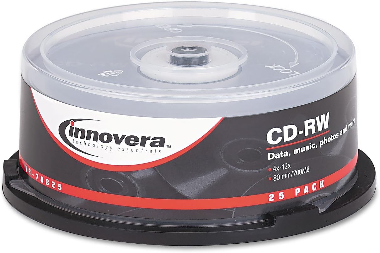 INVERA Innovera 78825 Cd-Rw Discs 700Mb/80Min 12X Spindle Silver 25/Pack