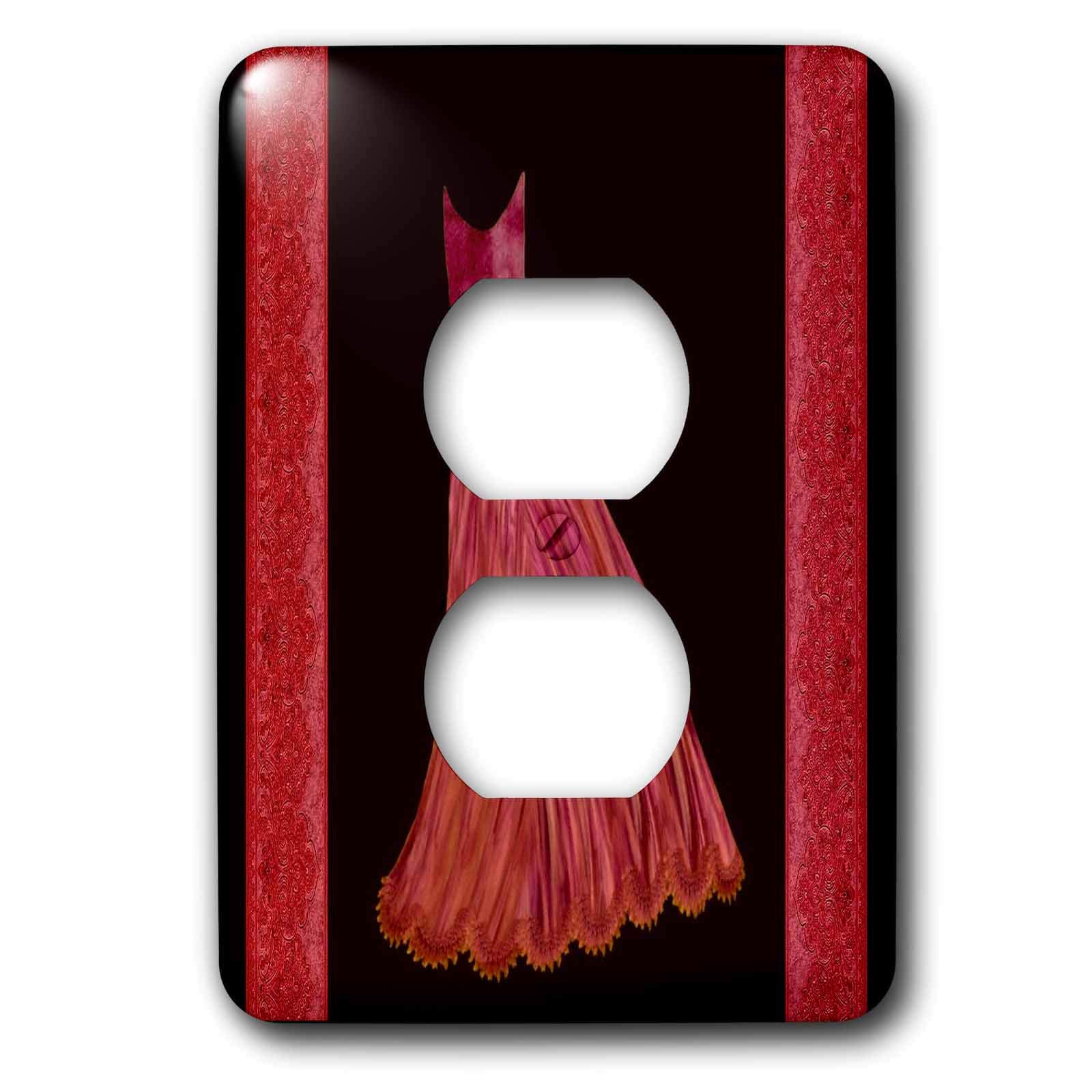 Robe rouge et orange sur fond noir cache-prise double haut de gamme