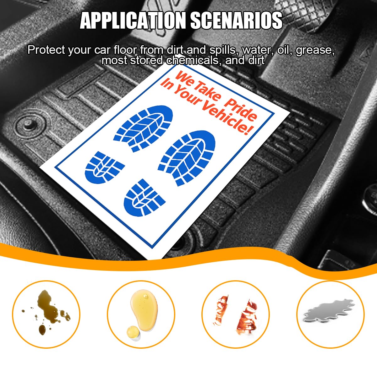 50PCS Car Paper Floor Mats Disposable Kraft Paper Vehicle Floor Protector for Detailing Detail Wash Waterproof Temporary Auto — view 5