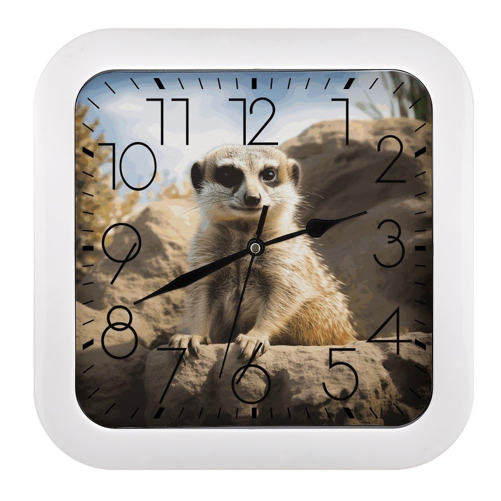 Horloge suricate à piles petite horloge murale analogique décorative