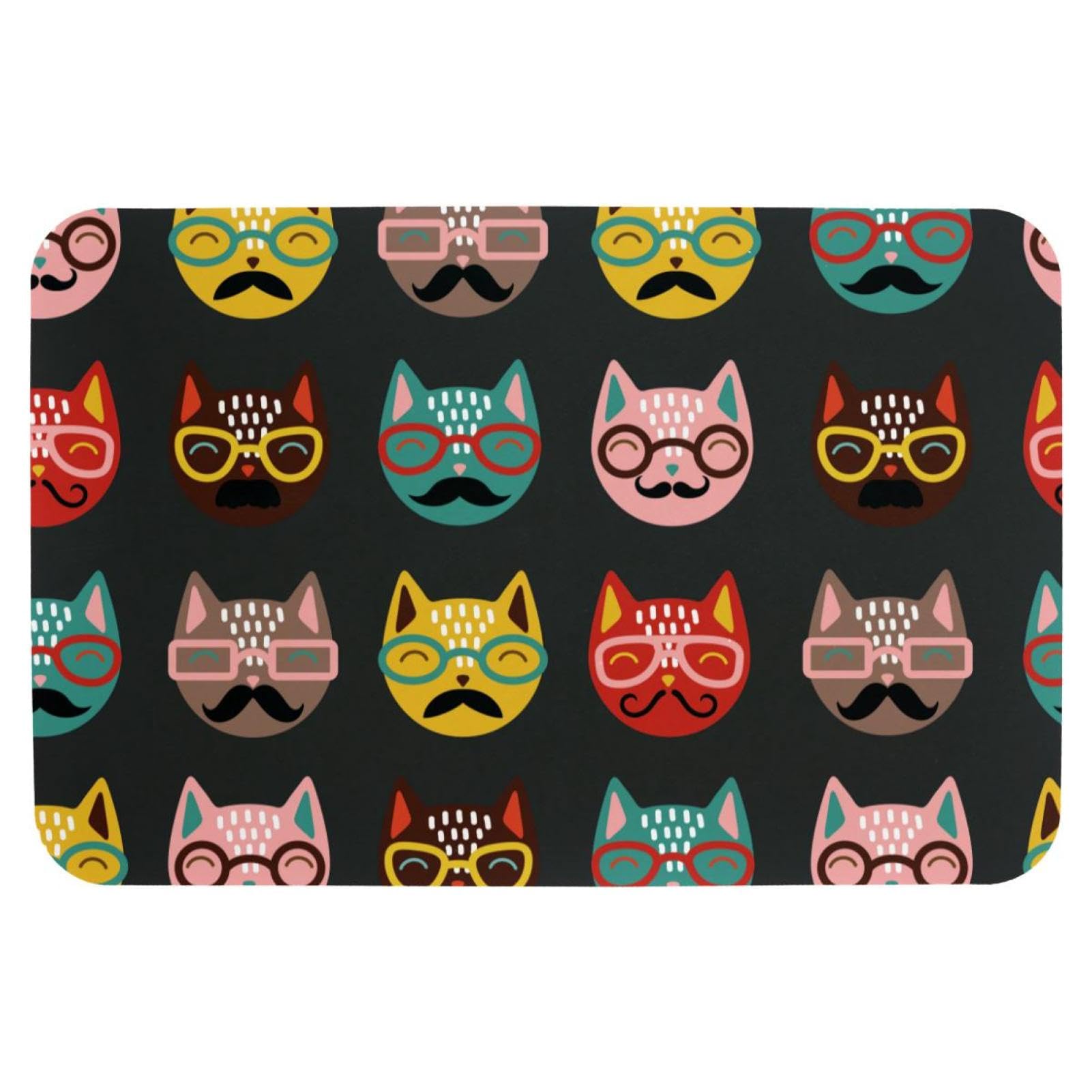 Tapis de bain à motif chats absorbant l'eau et séchage rapide