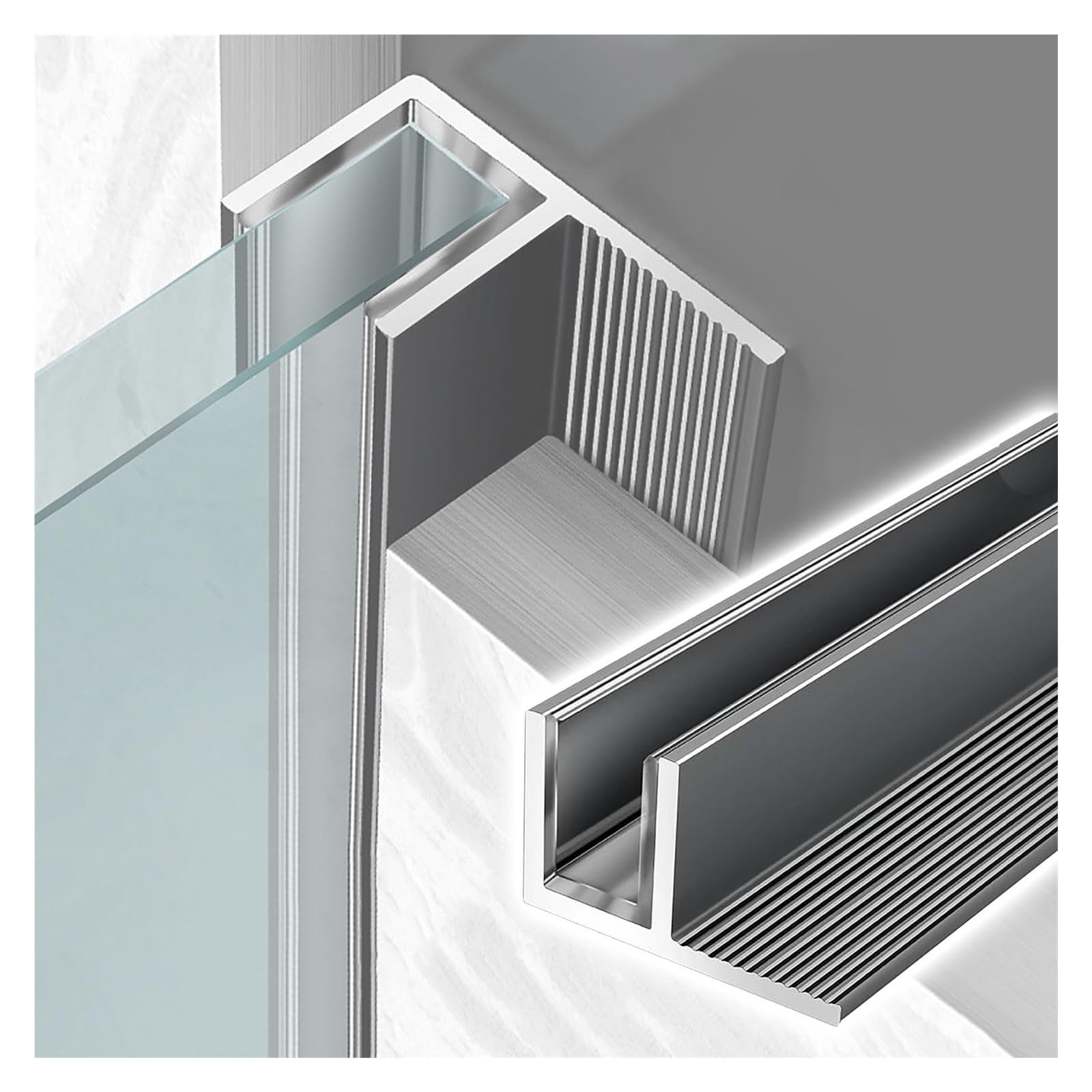 Ranura de aluminio incrustada para mampara de ducha de hostelería