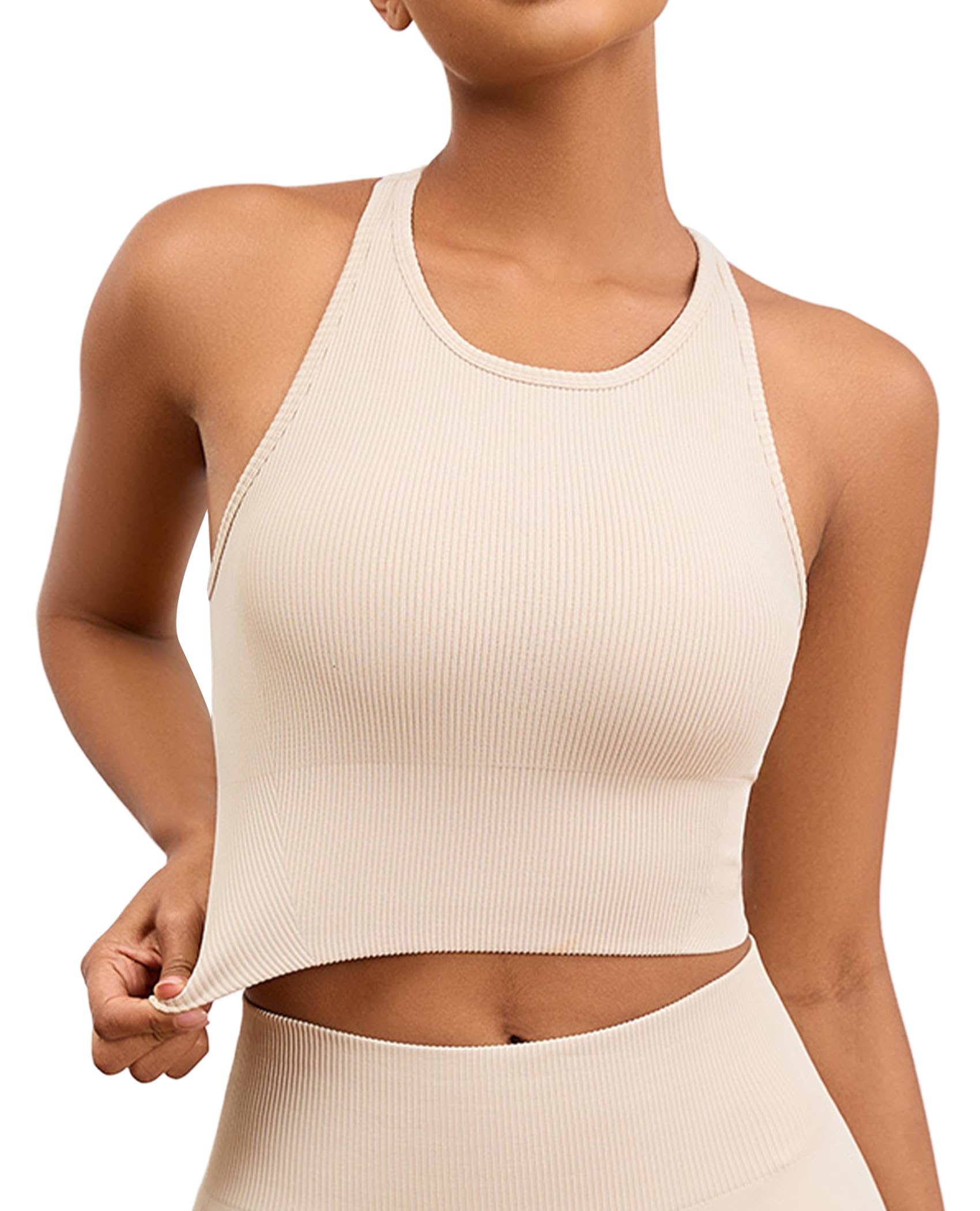 Soutien-gorge de sport de yoga sans couture pour femme avec soutien-gorge dos nageur intégré