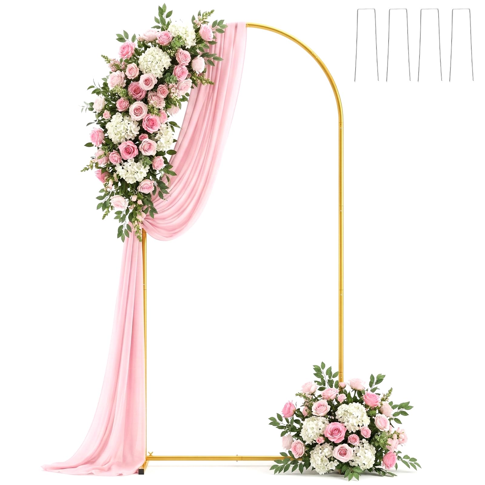 Wedding Balloon Arch Stand,1.8Mx0.8M Gold Balloon Arch Frame Backdrop Frame Metal Support Set for Birthday,Wedding,Graduation,Party,Anniversary Celebration Studio Background Decoration