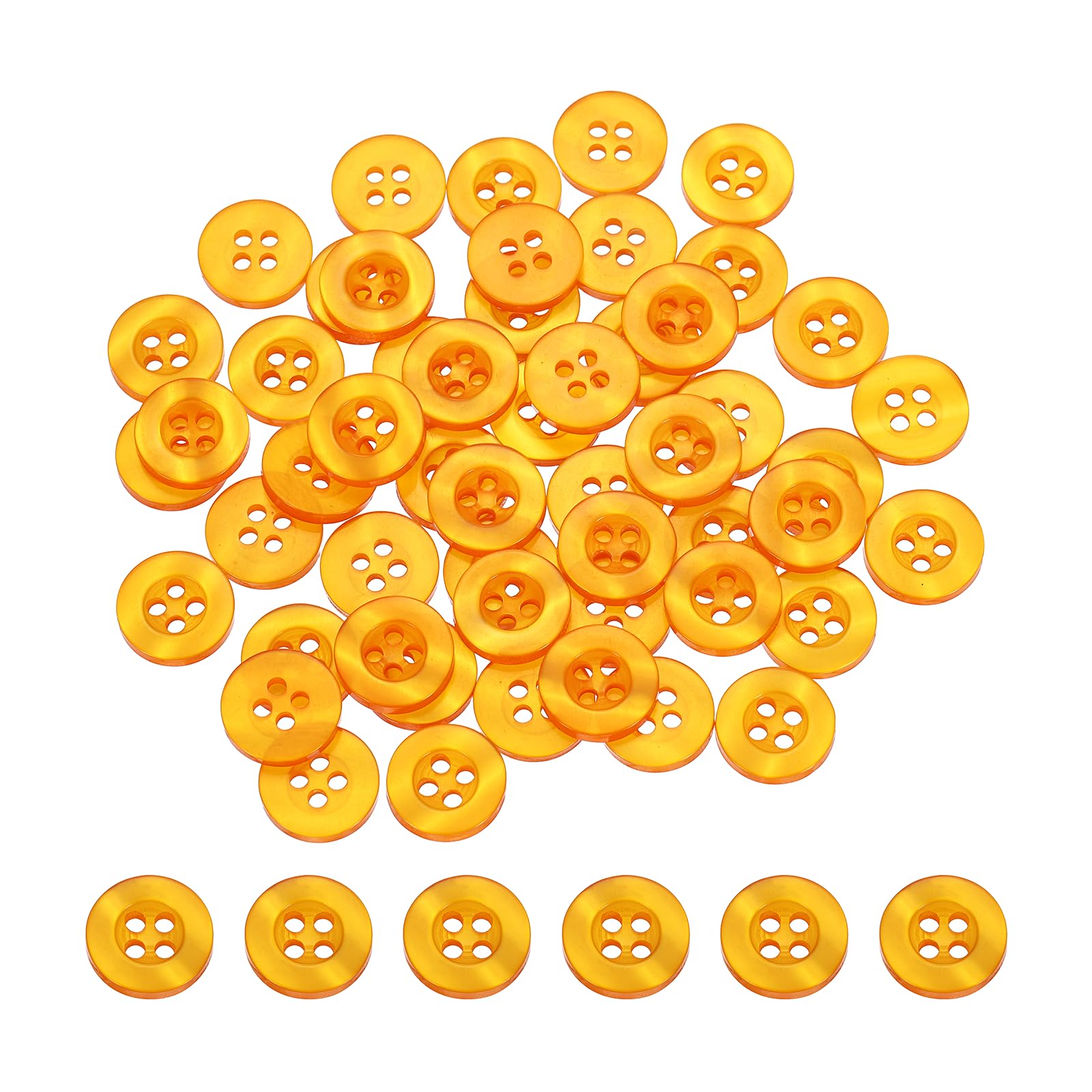 sourcing map 150 Pcs Sewing Shirt Buttons, (15/32") 11.5mm Resin Round 4-Hole Decorative Flatback Button for DIY Crafts Sweater Shirts Cardigan Coats Pants Shorts, Orange