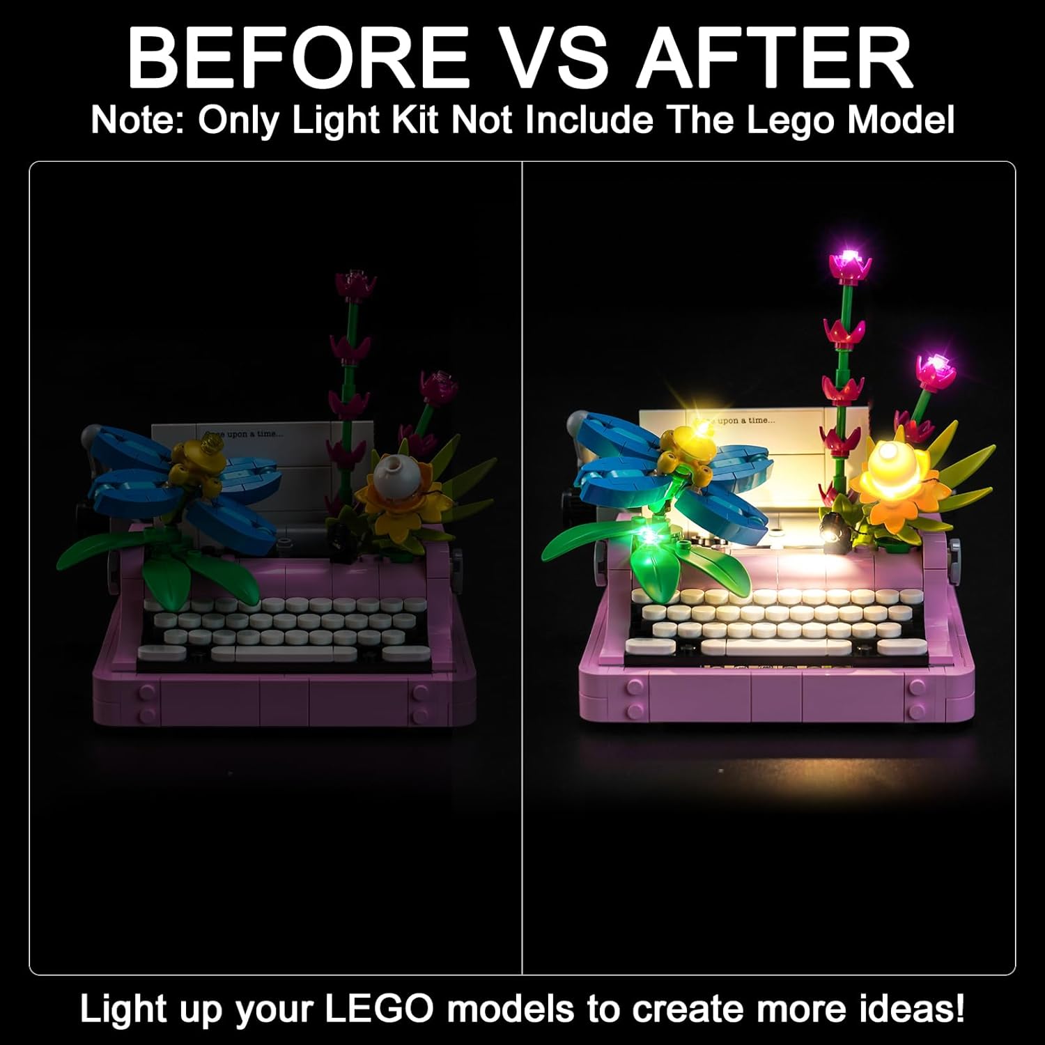 Upgraded Led Light Kit Compatible with Lego Typewriter with Flowers Building Set, Lights Decoration Compatible with Lego 31169 (Model Not Included)