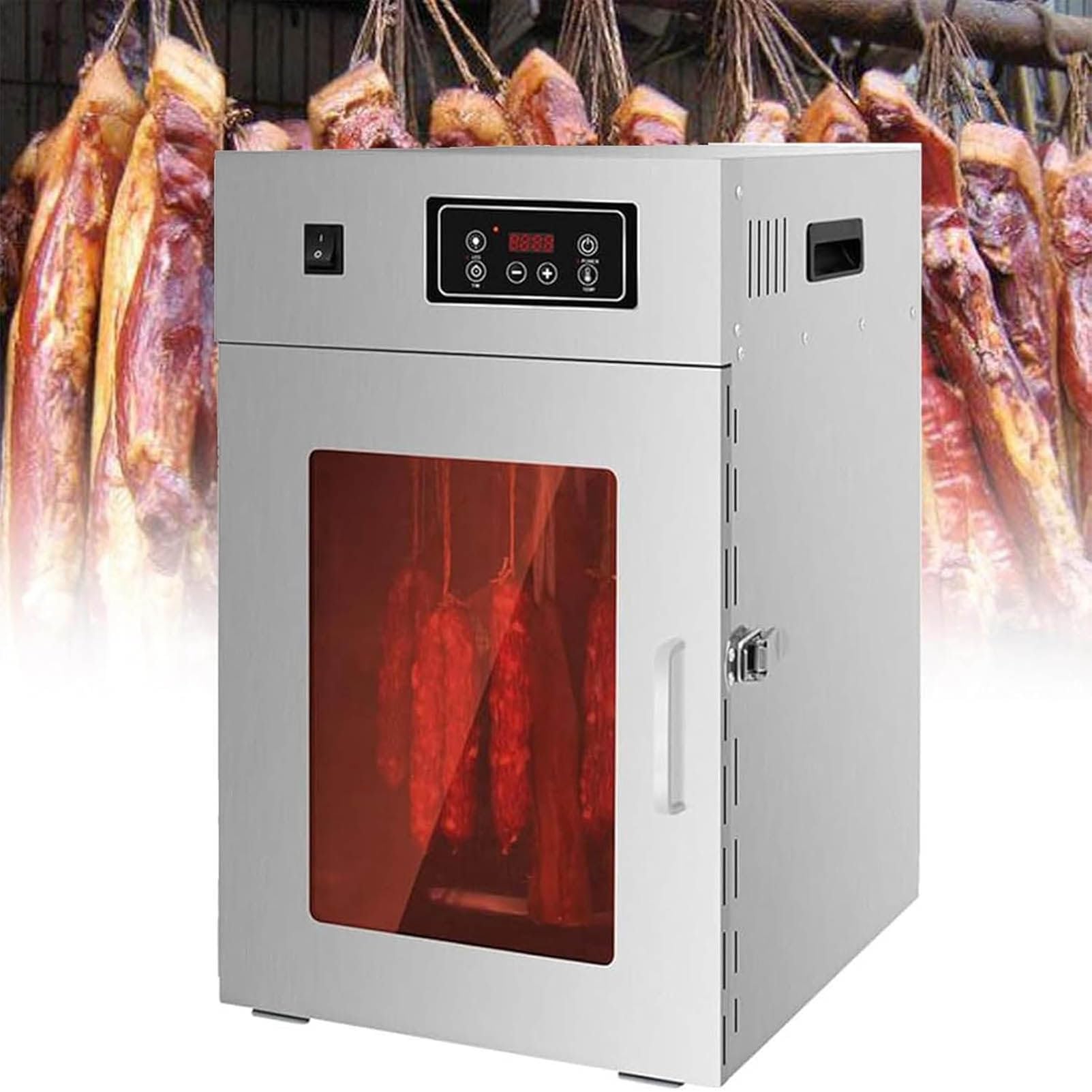 LJLYYDS Food Dehydrator for Jerky, 800W Drying Cabinet with 14 Hooks, Adjustable 30-90℃ Temperature, 24-Hour Timer for Jerky, Fruits, and Vegetables