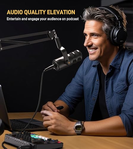 Miniatura 2 de MAONO XLR - Micrófono dinámico para podcast, micrófono de estudio cardioide con brazo para grabación vocal, transmisión, juegos, tecnología de