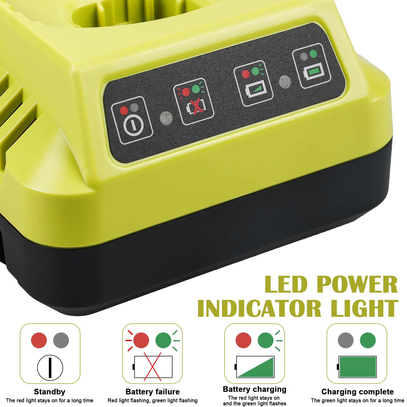 Cargador de 18 V de repuesto para Ryobi: versátil cargador P117, cargador de 12 V ~ 18 V para ryobi, cargador de batería para batería ryobi, cargador de repuesto para RyoBI ONE+ P118 P108 P107 P104