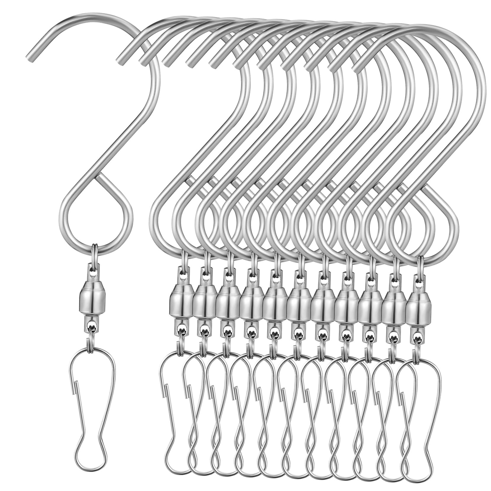 ERINGOGO 12 Pcs Stainless Steel Wind Chime Hooks Swivel Clips for Bird Feeders Flower Baskets Easy Installation Sturdy Construction Lightweight Portable Hangers for Outdoor Decor