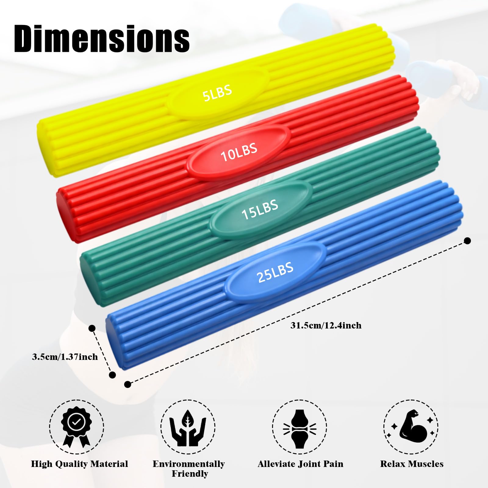4 Piezas Barra de Terapia Flexible, Barra de Resistencia Flexible, Varilla de Terapia de Codo de Tenista, Mejorar la Fuerza de Agarre, Barra para Codo de Golfista, Aliviar el Dolor