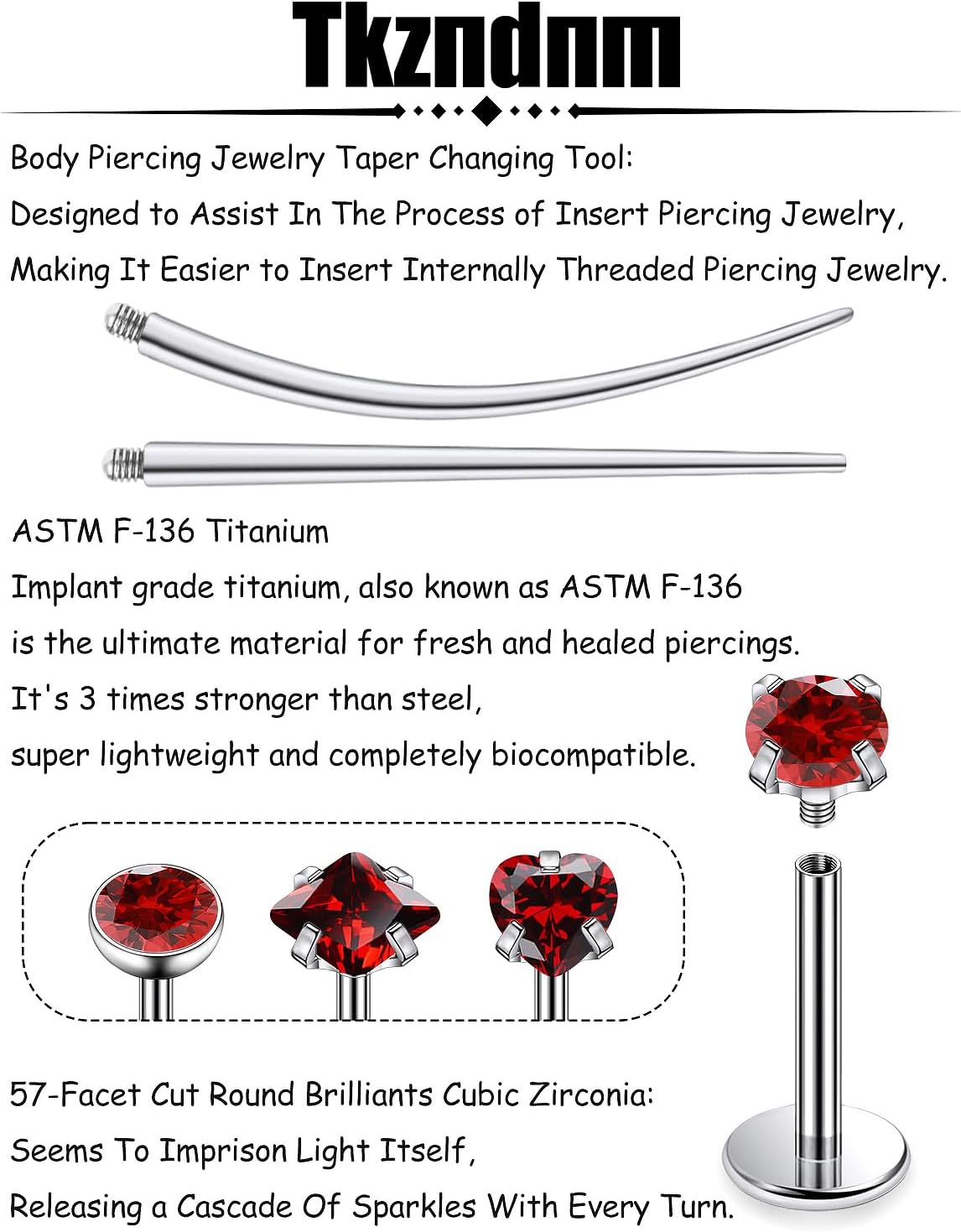 F136 Titanium 20/18/16G Internally Threaded Flat Back Nose Rings Stud Earrings Lip Labret Medusa Monroe Multicolor Gem Piercing Jewelry with Taper for Women Men - Image 4