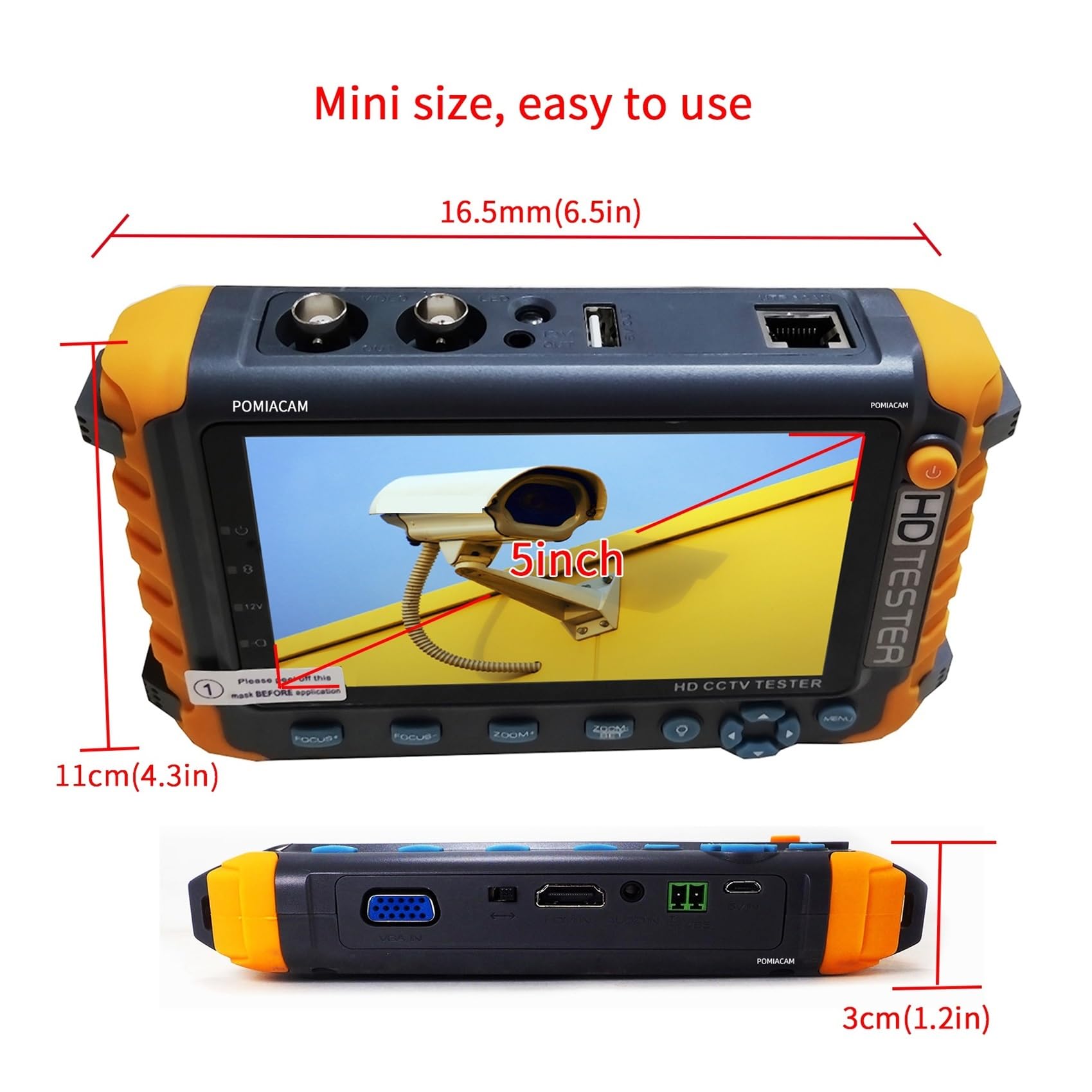 Tester per telecamere IP Monitor Telecamera Ahd, Tester CCTV, Strumento Di Test Telecamere 4 In 1, Controllo Ptz, Monitor Di Ingresso. Uscita Alimentazione CC 12 V Monitor per tester TVCC di sicurezza