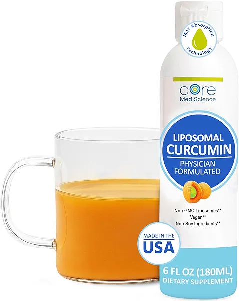 Core Med Science Liposomal Curcumin Liquid Turmeric Supplement, 6 Fl Oz - High Absorption Health Support for Adults - Turmeric Liquid Drops That Promotes Cognitive