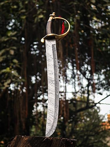 Miniatura 6 de Espada de corte de Damasco de 24 pulgadas, espada de plata, arte táctico, espada maestra, espada LARP, espada de cimitarra hecha a mano, espada de