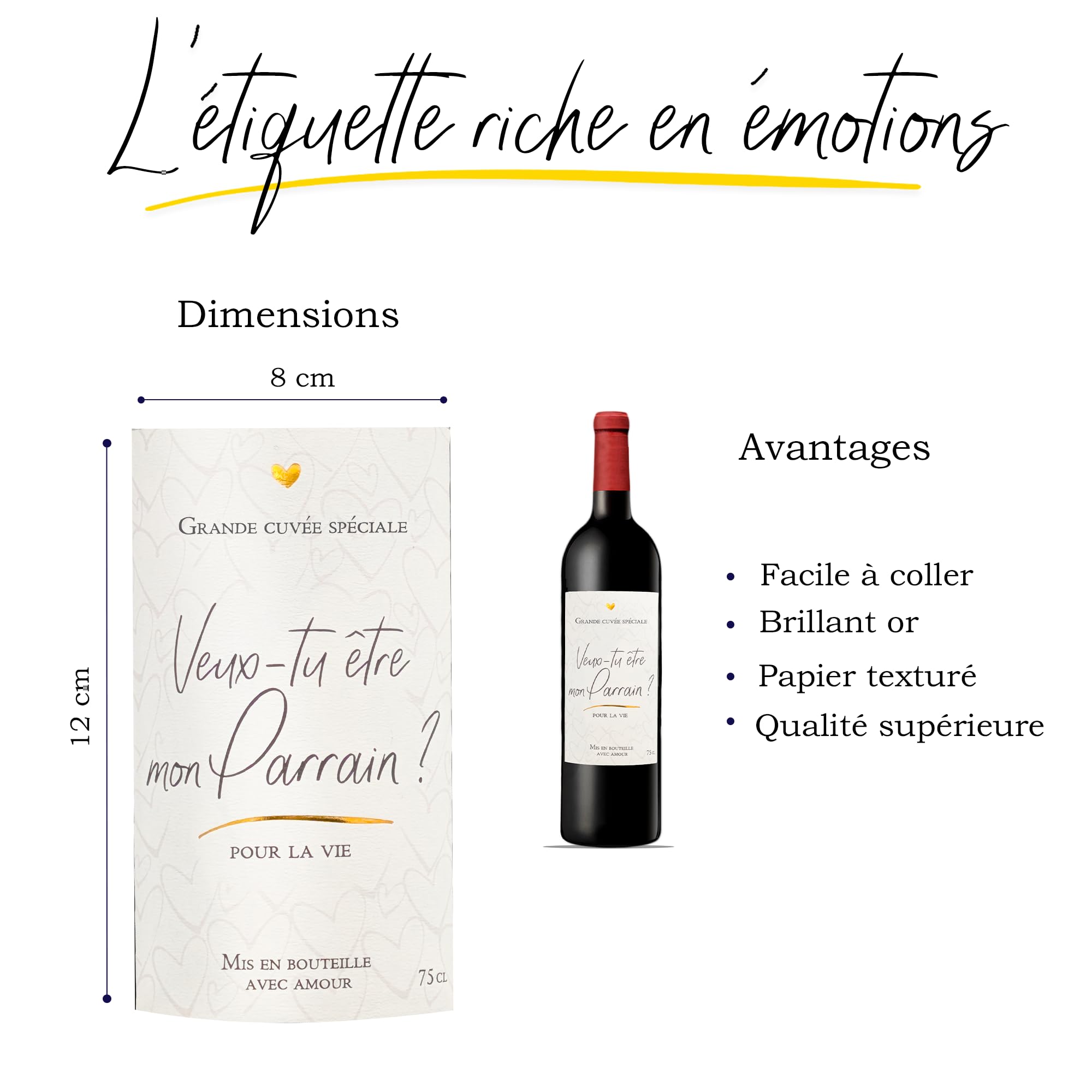 FunFest Etiquette Bouteille de Vin Demande Parrain Style Grande Cuvée