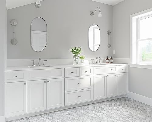 Miniatura 3 de ANDY STAR Espejo ovalado cromado para baño, 20 x 33 pulgadas, espejos cromados en forma de píldora para pared en marco delgado de 1 pulgada de