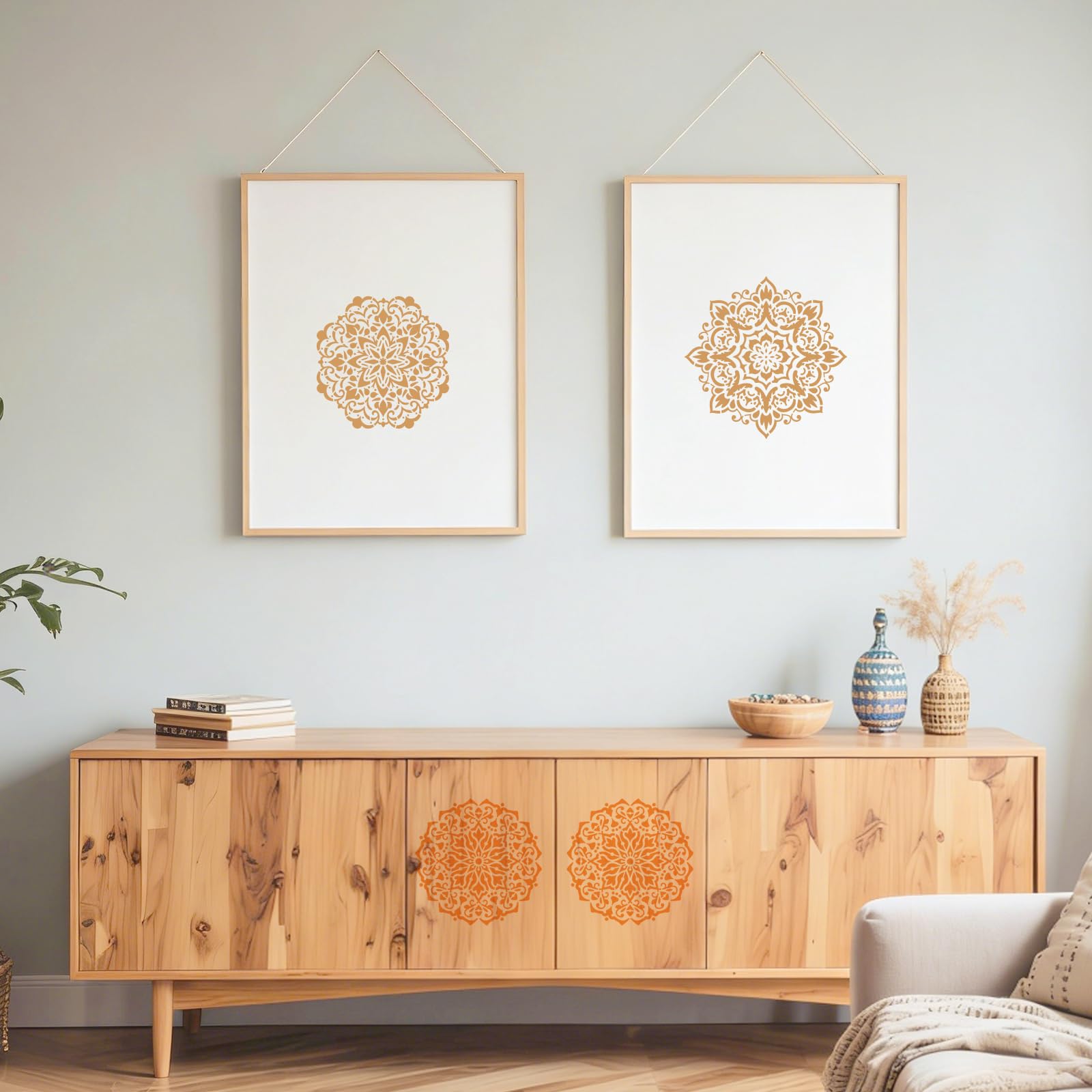 9 stencil mandala per pittura, stencil riutilizzabili, grandi 30,5 x 30,5 cm, per pareti, tela, mobili, tessuti e decorazioni fai da te