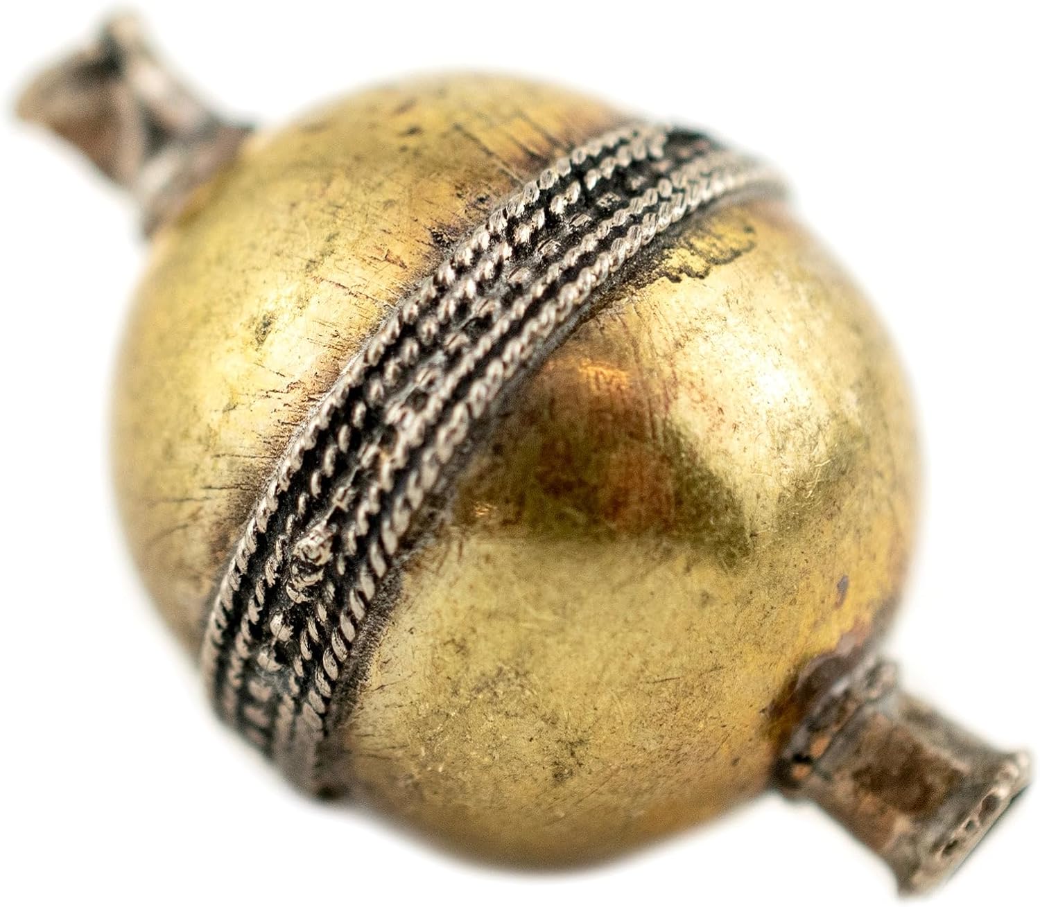 The Bead Chest Elongated Afghan Tribal Brass Bead (54x15mm)