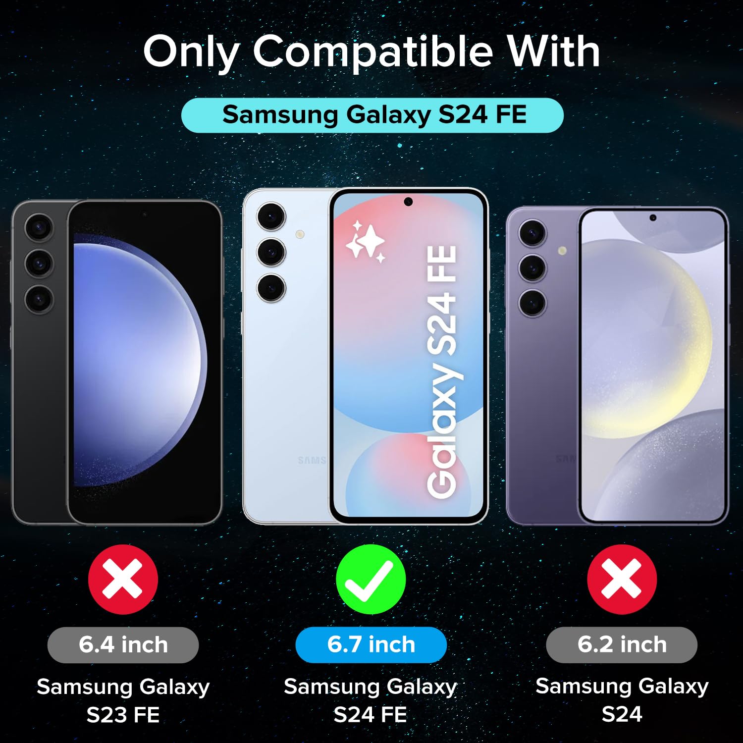 iVoler 3 Pezzi Pellicola Vetro Temperato per Samsung Galaxy S24 FE 5G (Non compatibile con Samsung Galaxy S24 5G) Con Strumenti di Installazione, Durezza 9H, HD Chiaro, Anti Graffio, Senza Bolle