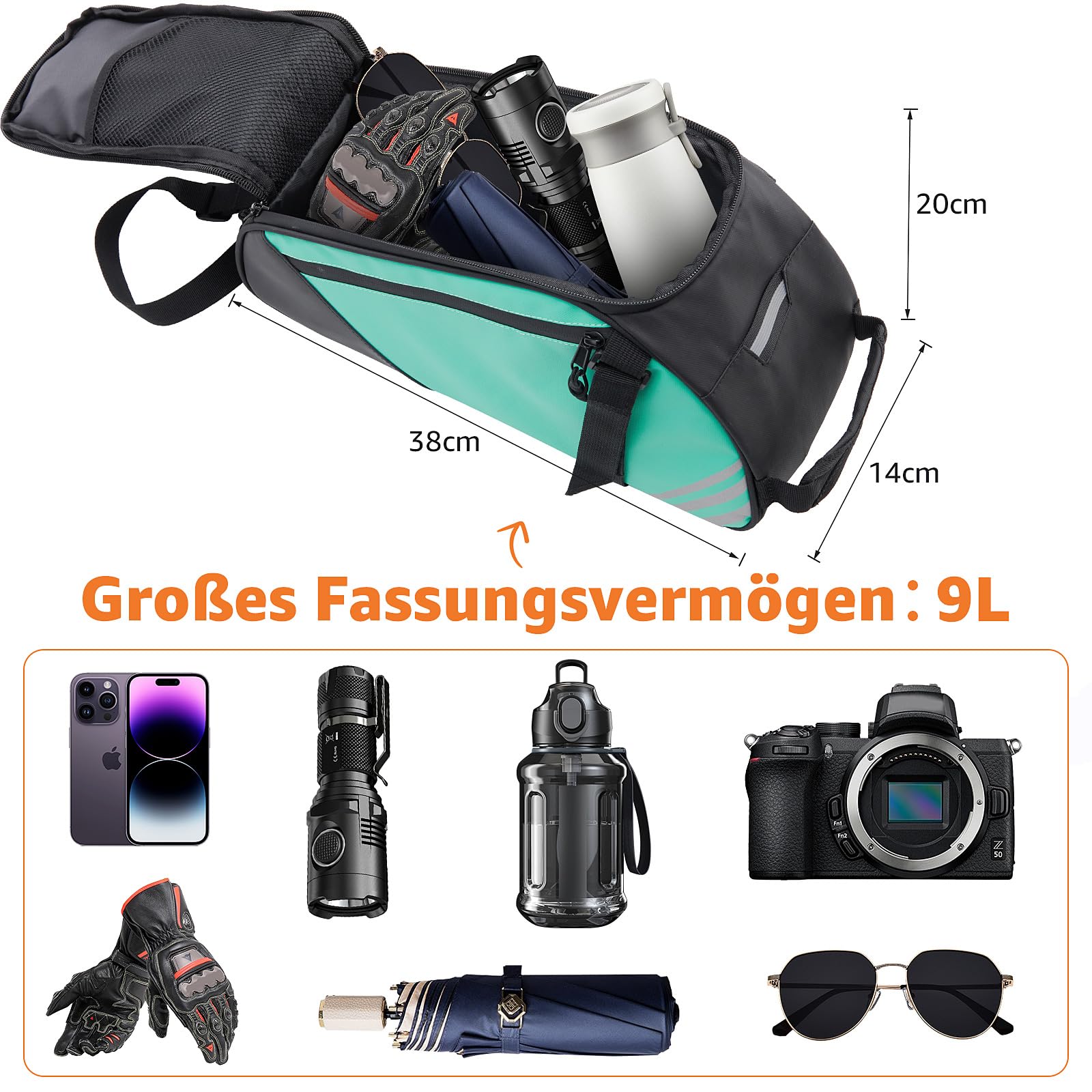 BRO wasserdichte Fahrradtaschen für Gepäckträger, Fahrrad Gepäckträgertasche mit reflektierenden Streifen
