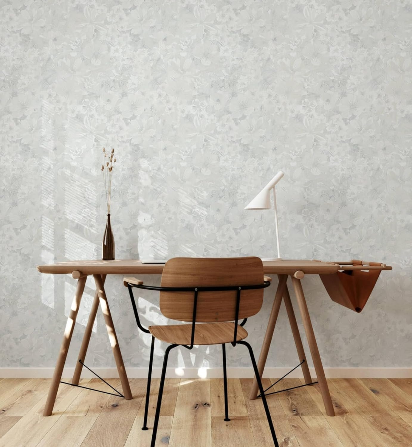 Heroad 17.3inx32.8ft Grey Peel and Stick Wallpaper Floral Contact Paper Vintage Wall Paper Self-Adhesive Removable Wallpaper for Cabinets Drawers Bedroom Mural Wall Decor Vinyl Roll