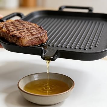 Cast Iron Grill Pan, Grilling Skillet Steak Pan (11.8 X 9.8)