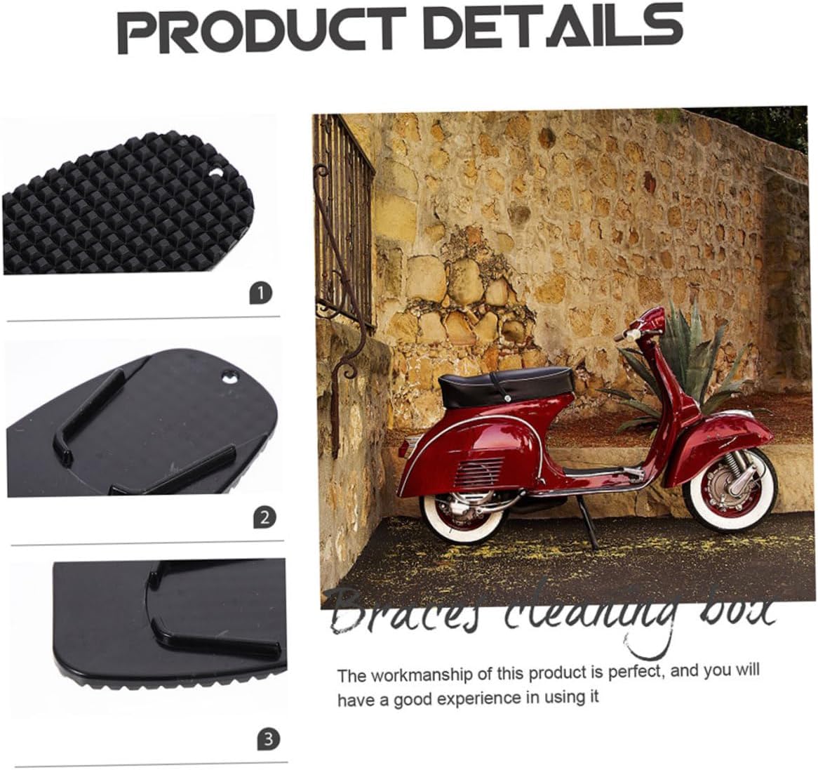 2Pcs Motorcycle Side Stand Support Plate Kickstand Pad Fit Material with Shock Absorption Easy Installation for Various Brands and Models