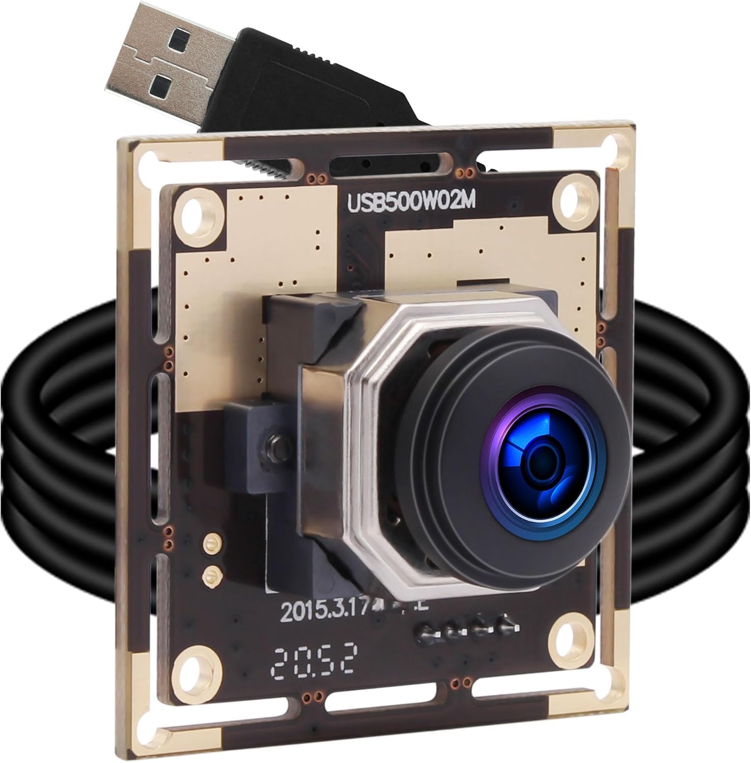 Magnolia 5MP Autofocus USB Camera Module Wide Angle Webcam with 170 Degree Fisheye Lens OV5640 Sensor Lightburn Camera for Laser Engraver/Industrial Equipment/Robot Project