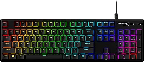 HyperX Alloy Origins PBT - Mechanical Gaming Keyboard, PBT Keycaps, RGB Lighting, Compact, Adjustable Feet, Customizable NGENUITY, Onboard Memory Clicky Blue Switch (Renewed)