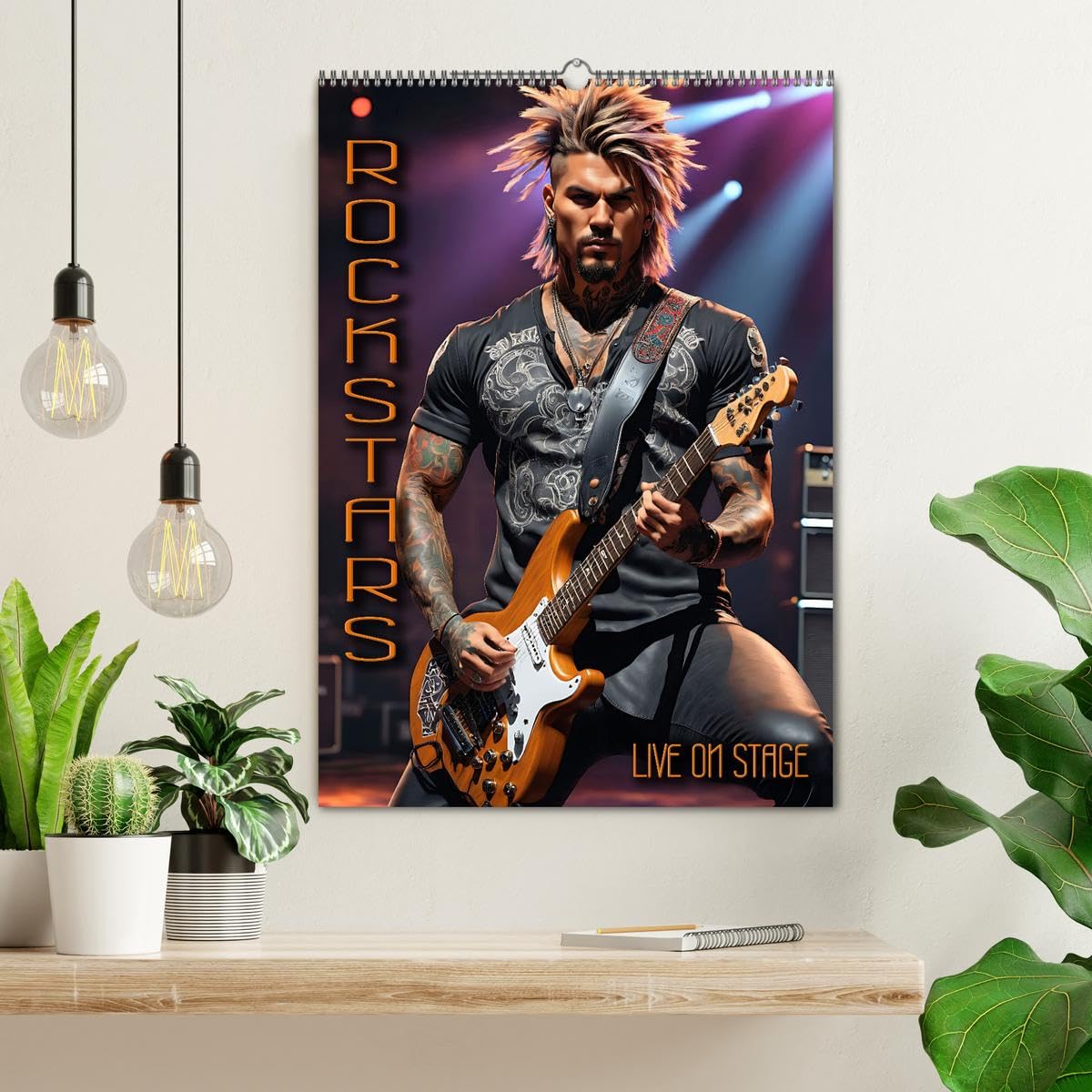 Rockstars - Live on Stage (Wandkalender 2026 DIN A2 hoch), CALVENDO Monatskalender: Atmosphärische Bilder mitreißender Live-Performances von Rockmusikern während eines Konzerts (CALVENDO Kunst)