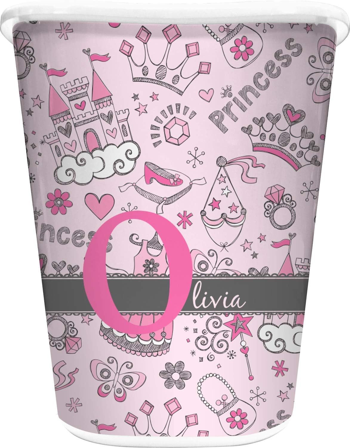 Personalized Princess Waste Basket - Double Sided (Black)