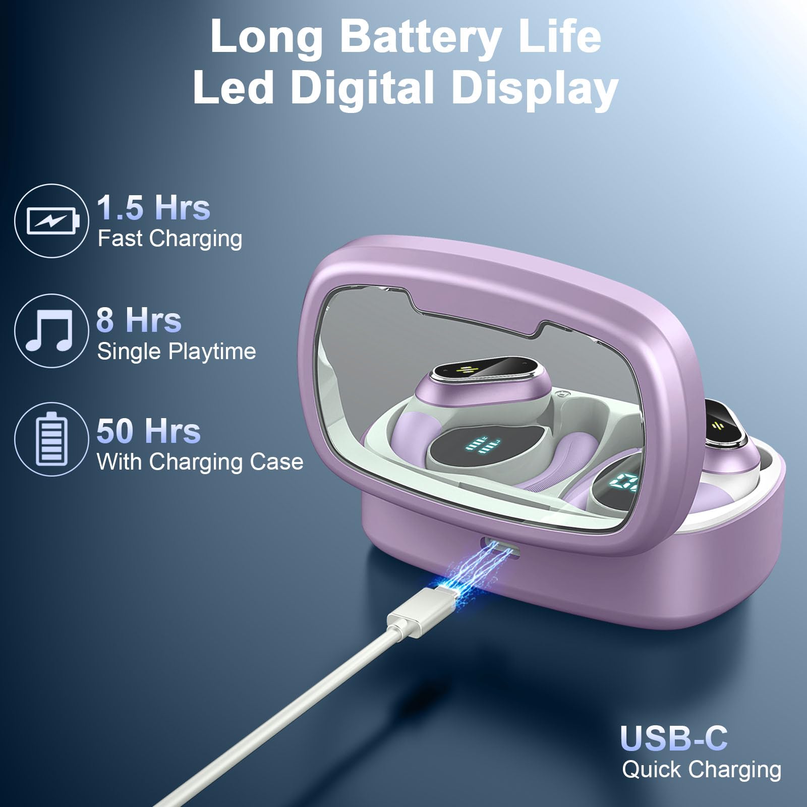 Cuffie Impermeabili IP7 Sportive Auricolari Bluetooth 5.3 Cuffie Bluetooth, Con 4 ENC Mics, Cuffie Cuffie Bluetooth Hifi Cuffie 47 Ore Autonomia