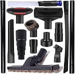 14Pcs Universal Vacuum Attachment Professional Shop Vac Accessories Wet Dry Vacuum Hose Adapter with Hair Brush Extension Wand Flexible Crevice Tool fit 2 1/2" to 1 1/4" and 1 7/8" to 1" Vacuum Hose