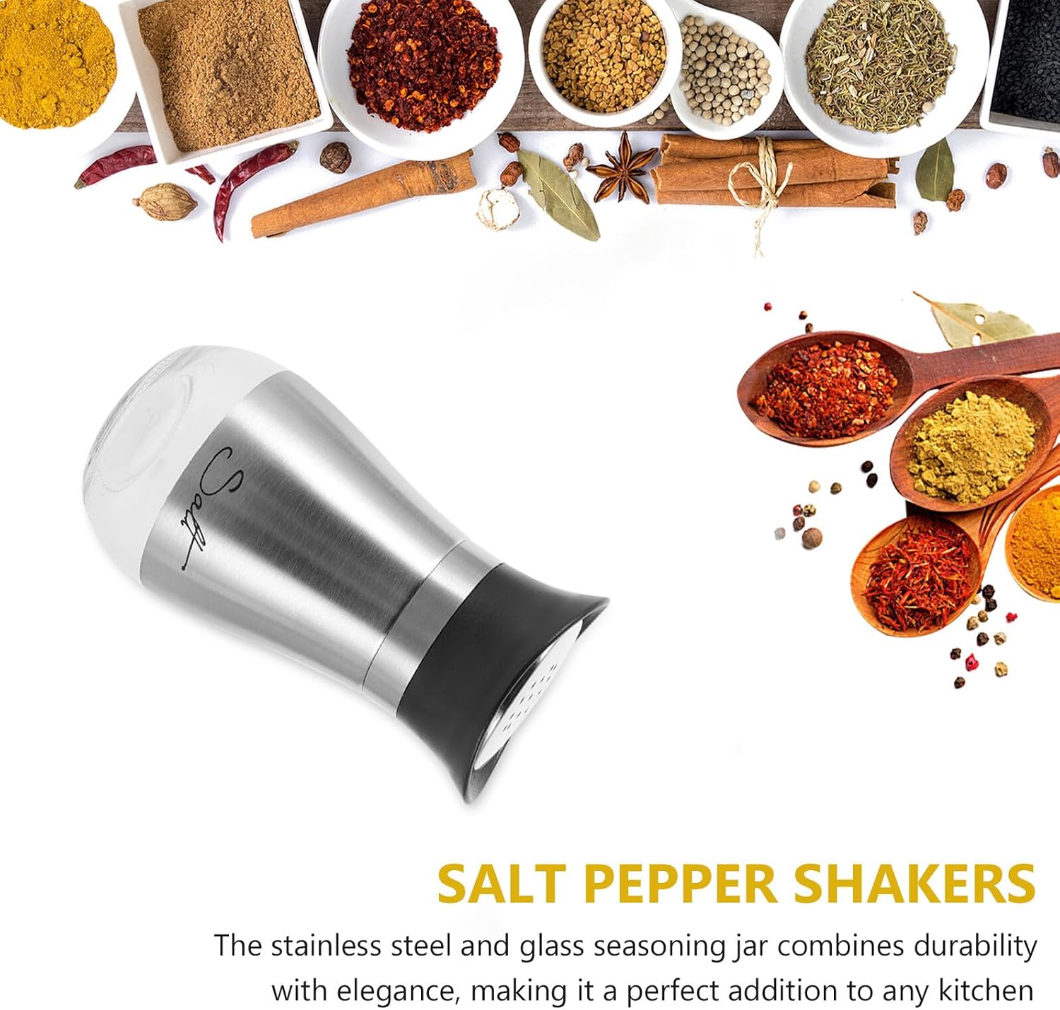 VANZACK Stainless Steel Glass Seasoning Jar 100ml for Buffet Service