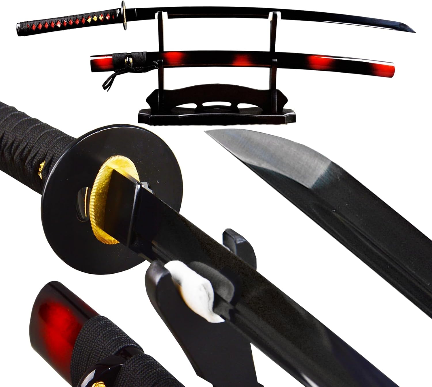 1095 Carbon Steel Sharp Black Blade Japanese Samurai Katana Sword Full Tang