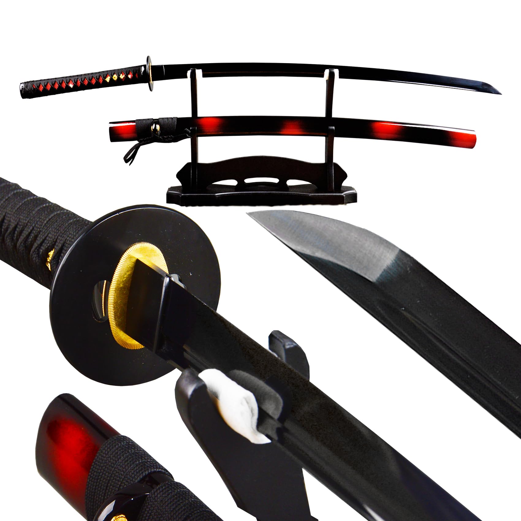 Amazon.com : 1095 Carbon Steel Sharp Black Blade Japanese Samurai