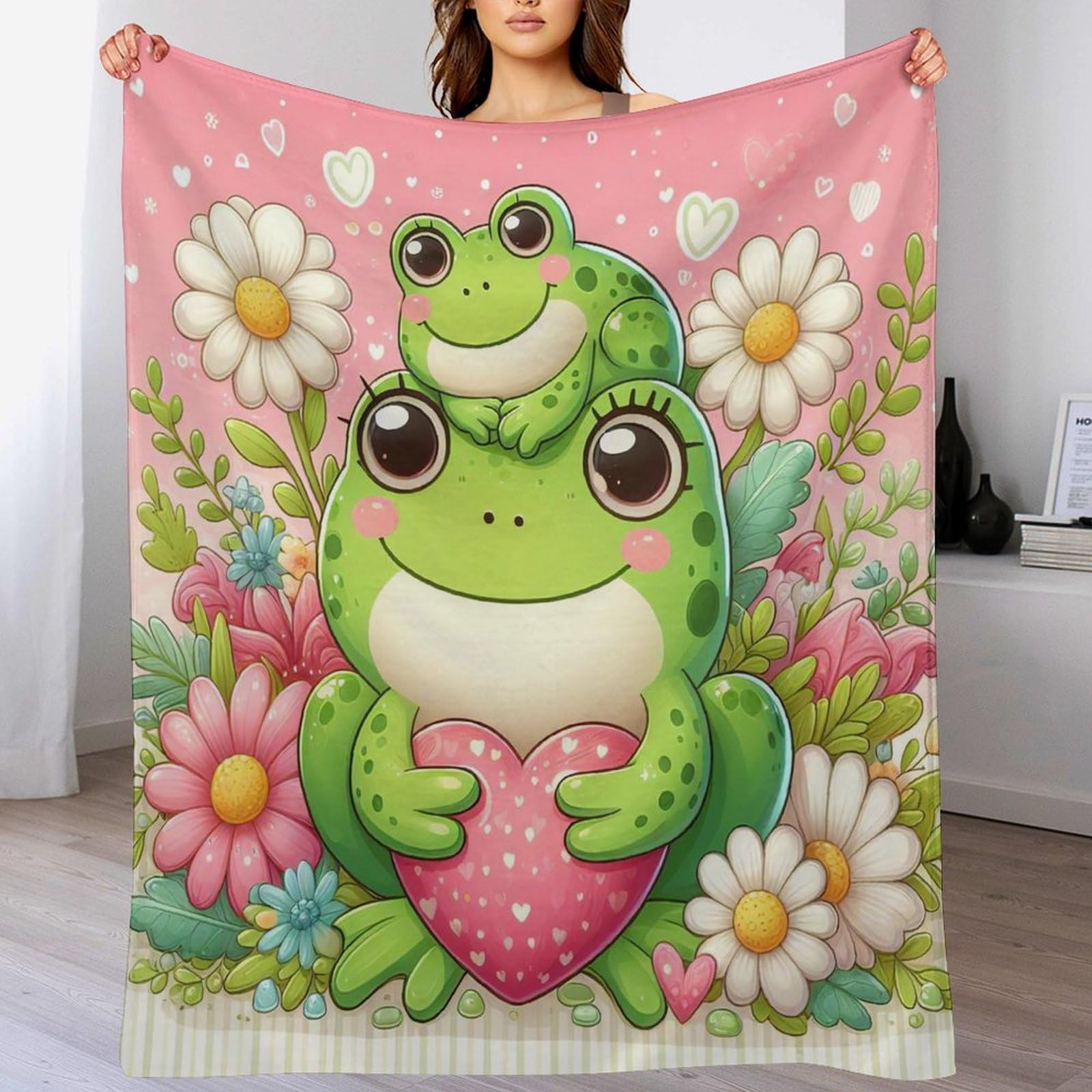 Couverture grenouille plaid flannel contre les nuits fraîches sur lit et divan