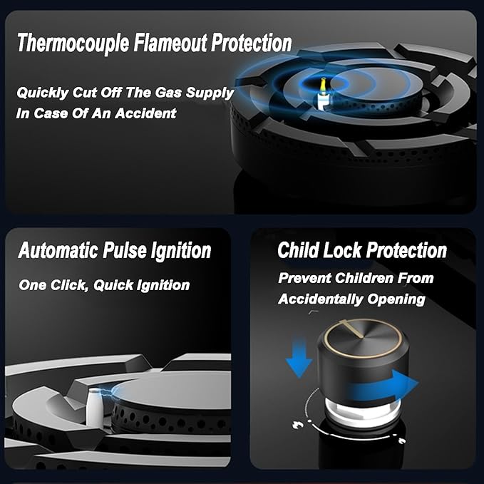 Estufa de Gas 2 Puestos 4.8/5.2KW Protección de Apagado Accidental miniatura 5