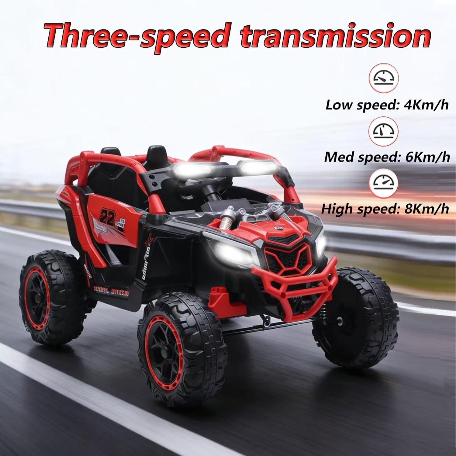 24V Ride on Toys for Big Kids, 2 Seater Electric Car w/Parents Remote Control, 4 Wheel Suspension, Max 5MPH, Slow Start, 2X200W Motors, Bluetooth, Music, LED, Ride on UTV for Ages 3-6, Red