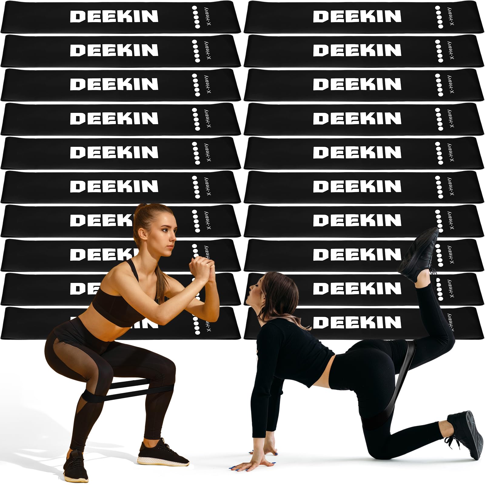 Deekin 20 Pcs Resistance Bands Resistance Loop Exercise Bands Exercise Equipment Elastic Band for Women and Men Home Fitness, Gym, Yoga