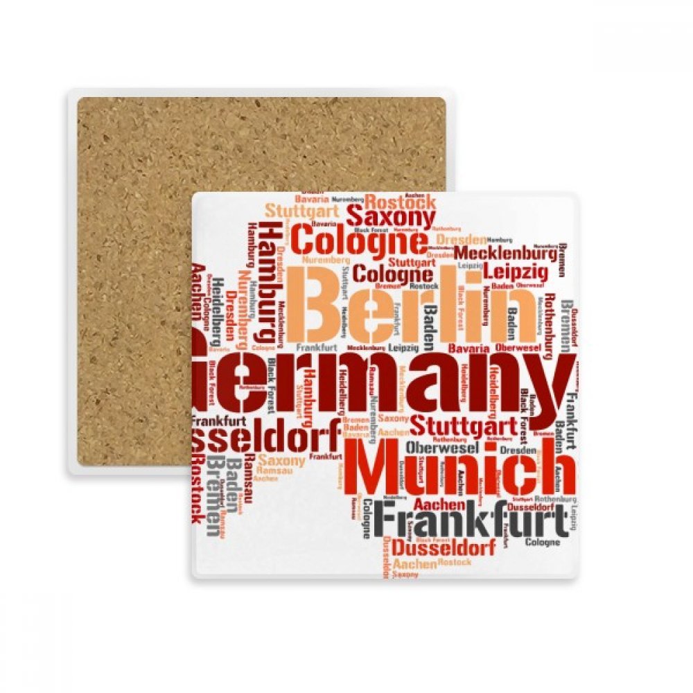 Coaster tasse absorbant motif carte d'Allemagne dessous de verre carré multicolor