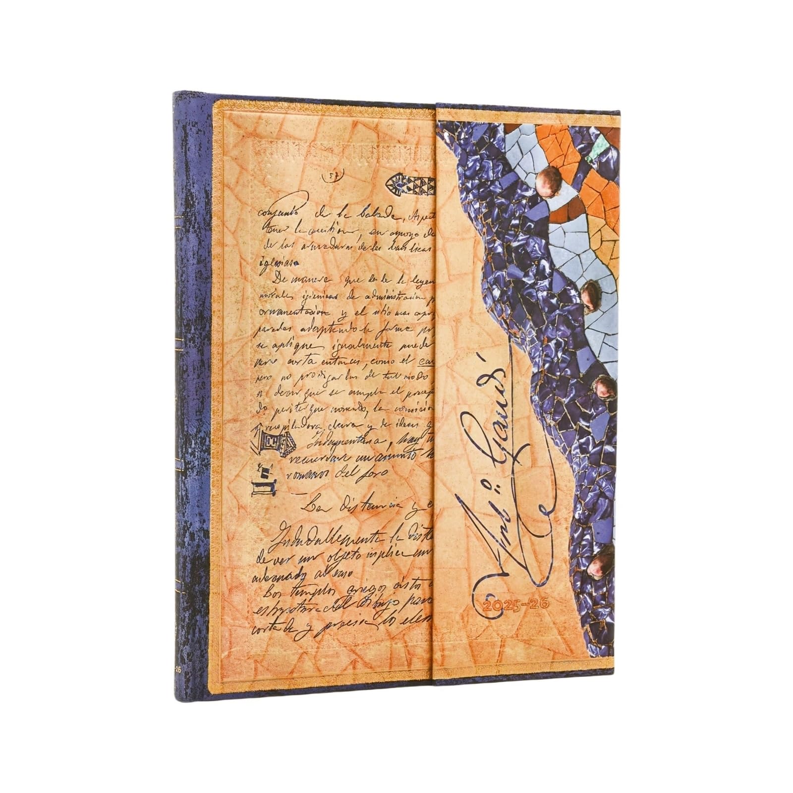 2026 Gaudi, The Manuscript of Reus (Embellished Manuscripts Collection) Ultra 18-month Vertical Hardcover Flexi Dayplanner 2025-2026 (Wrap Closure): Kalendarz 18-miesięczny